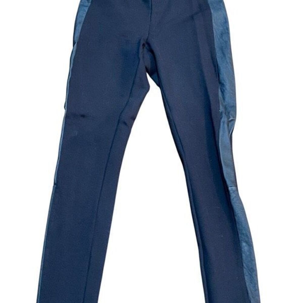 J. Crew Pixie Stretch Ponte Leather Trim Black Ankle Leggings Size 0